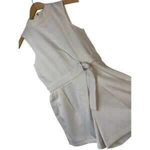 Glamorous White High Neck Romper S Summer Slit Back Elastic Waist New RA10077